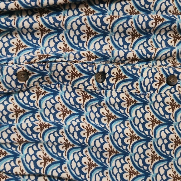 Women's Rock Flower Paper Tunic Top Teal Brown And White Pattern Size Medium - Picture 8 of 8